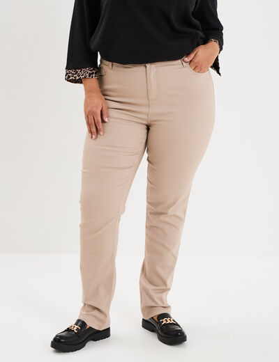 Pantalon straight taille haute Modavista sable femme grande taille