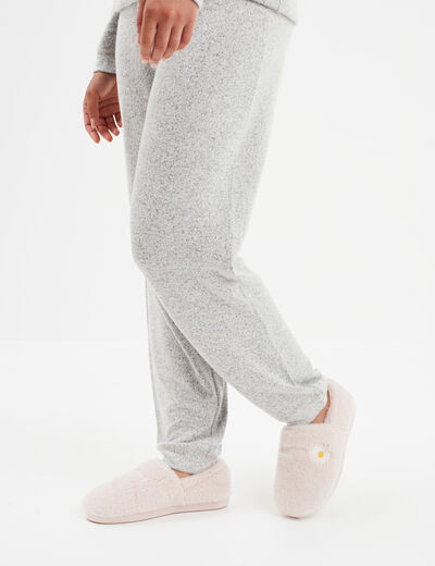 Chaussons fausse fourrure rose femme