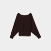 Pull encolure bateau manches longues marron fonc&eacute; femme