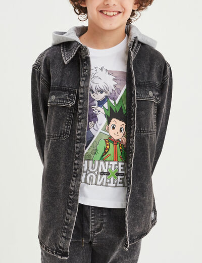 Chemise en jean &agrave; capuche Liberto denim noir gar&ccedil;on