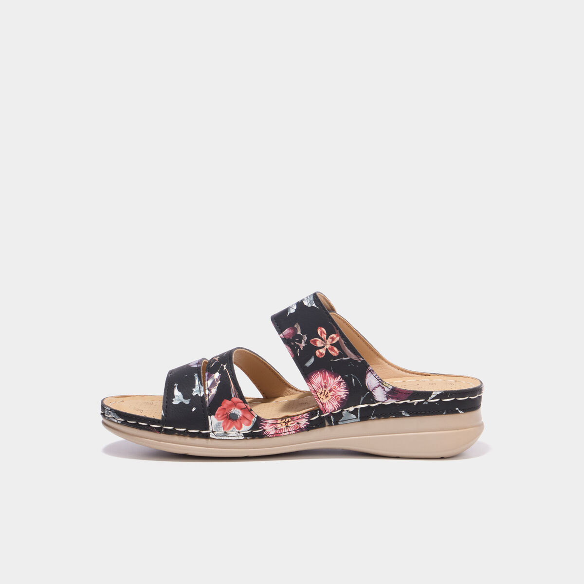Mules avec talons compens&eacute;s noir femme