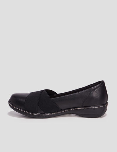 Ballerines compensées en cuir noir femme