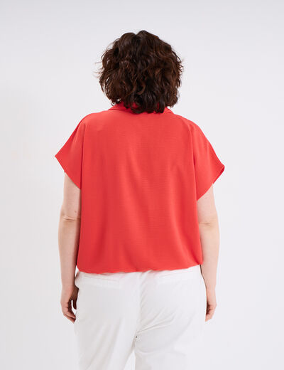 Blouse effet satin manches courtes rouge femme grande taille