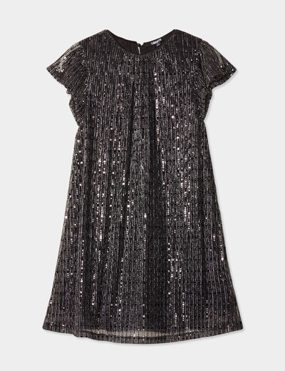 Robe paillette courte Liberto gris argent fille