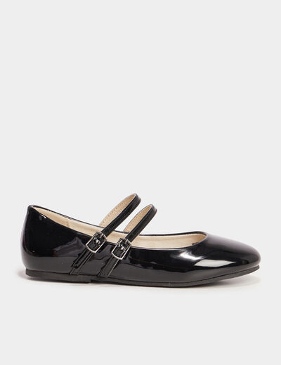 Ballerines vernies à bout rond noir fille