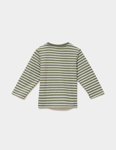 T-shirt manches longues coton vert kaki b&eacute;b&eacute; gar&ccedil;on