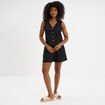 Short droit effet gauffré noir femme