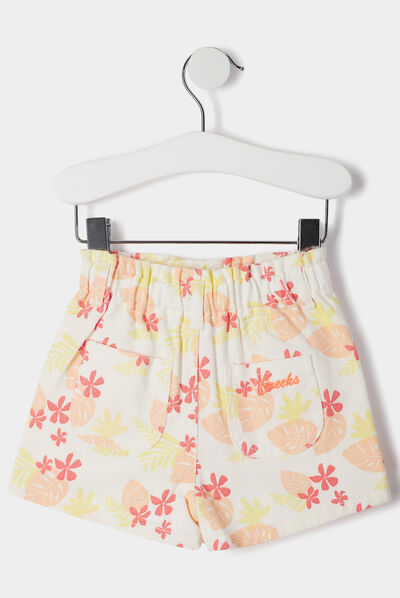 Short coton taille élastiquée Creeks ecru bébé fille
