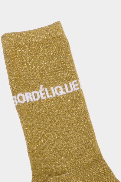 Chaussettes &agrave; fils m&eacute;tallis&eacute;s mi-hautes vert clair femme
