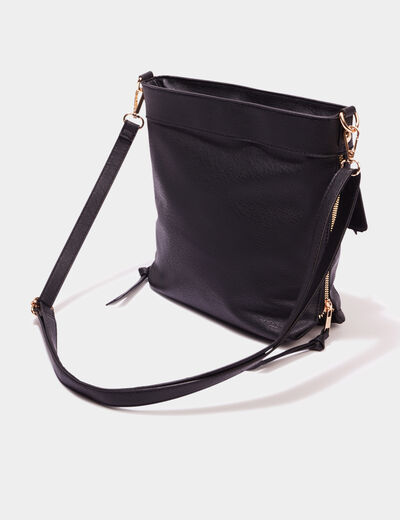 Sac en bandoulière poche à rabat noir femme