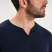 T-shirt manches courtes col tunisien bleu marine homme