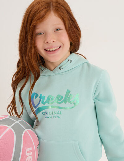 Sweat à capuche hoodie à logo Creeks vert pastel fille