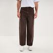 Jean large baggy 5 poches marron fonc&eacute; homme