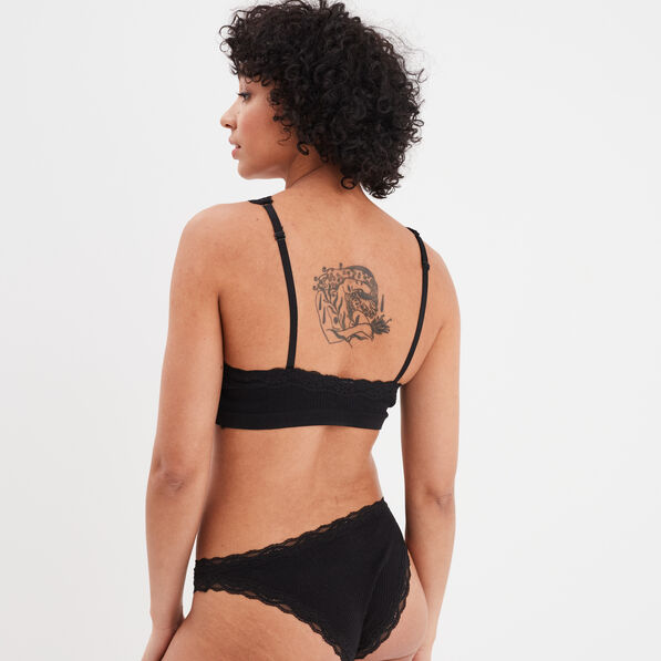 Soutien-gorge brassière côtelé noir femme