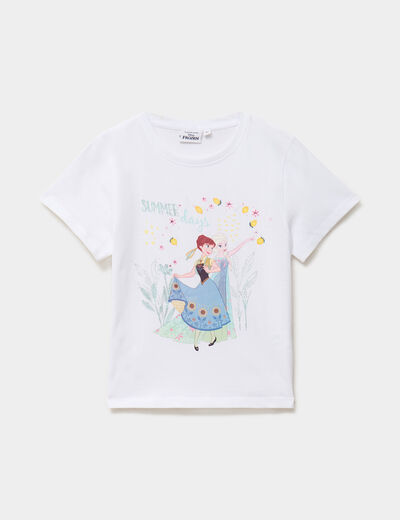 T-shirt coton Reine des neiges blanc fille