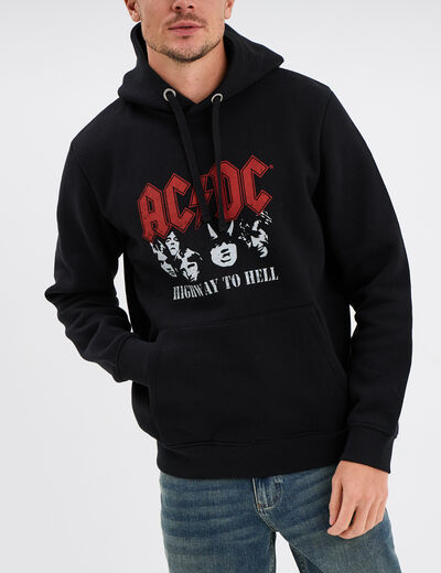 Sweat à capuche hoodie 1 poche AC/DC noir homme