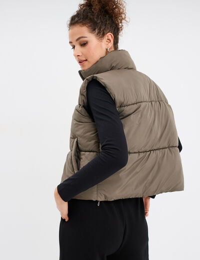 Doudoune sans manches vert kaki femme