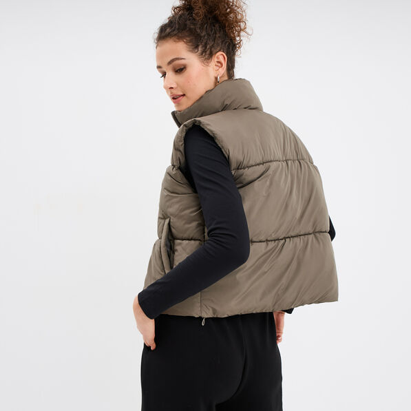 Doudoune sans manches vert kaki femme