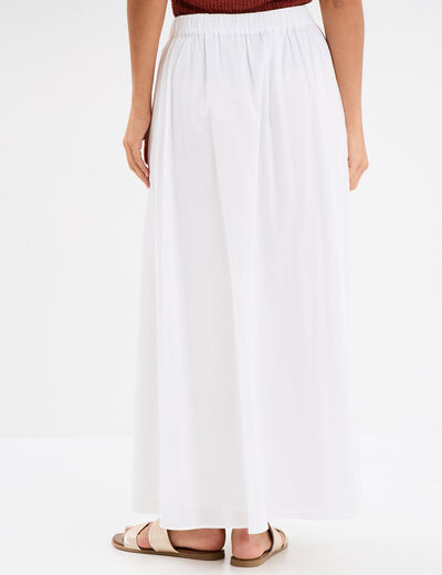 Jupe évasée midi coton blanc femme