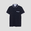 Polo piqu&eacute; manches courtes coton bleu marine homme