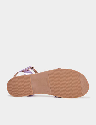 Sandales brides tressées en cuir violet fille