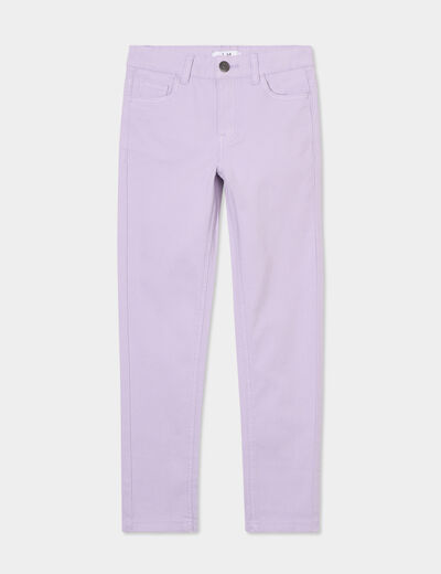 Pantalon skinny 5 poches coton mauve fille