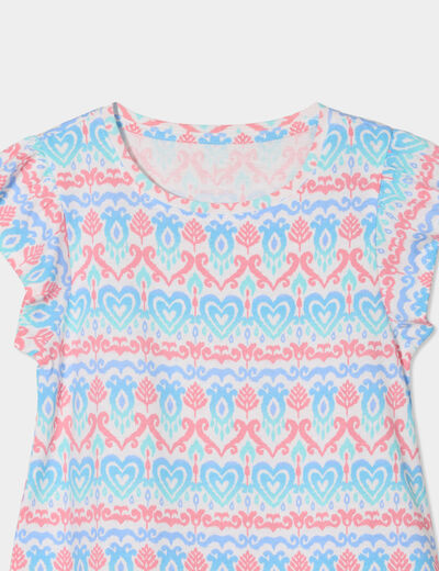 Robe courte évasée à volants ecru fille