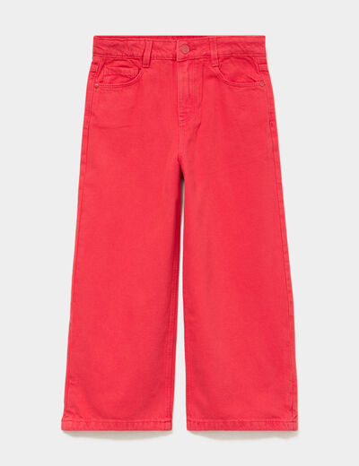 Pantalon large 5 poches coton rouge fille