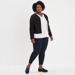 Veste en suédine manches longues noir femme grande taille