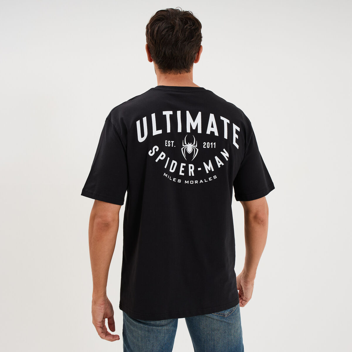 T-shirt relax manches courtes Spider-Man noir homme