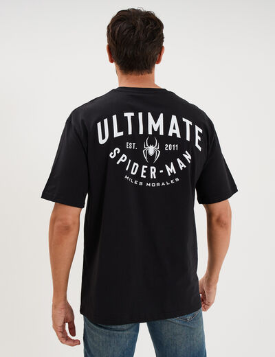 T-shirt relax manches courtes Spider-Man noir homme