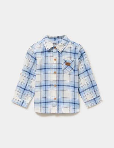 Chemise manches longues coton bleu ciel b&eacute;b&eacute; gar&ccedil;on
