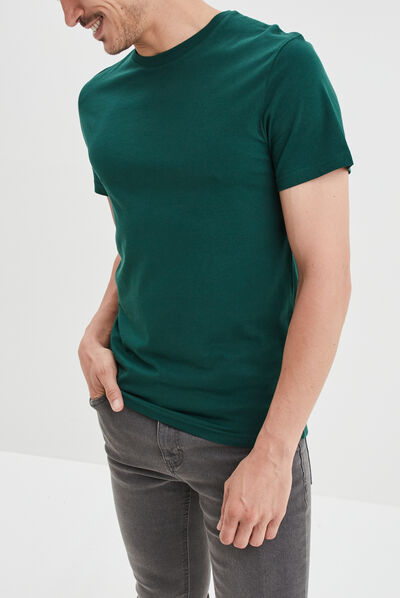 T-shirt en coton manches courtes vert foncé homme