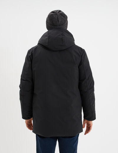 Parka mi-longue &agrave; capuche noir homme