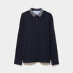 Polo manches longues coton majoritaire bleu marine homme