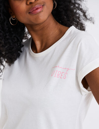 Ensemble pyjama short et t-shirt blanc femme