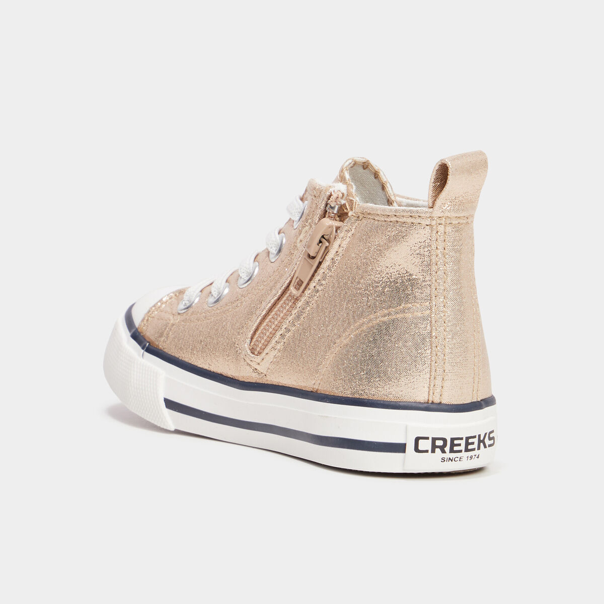Baskets montantes en toile bout renforc&eacute; jaune or fille