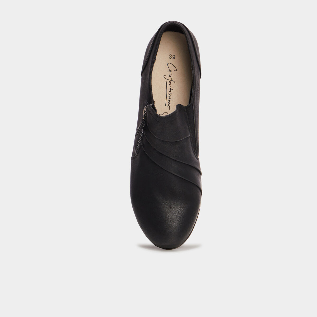 Loafers à talons zippées Confortissimo noir femme