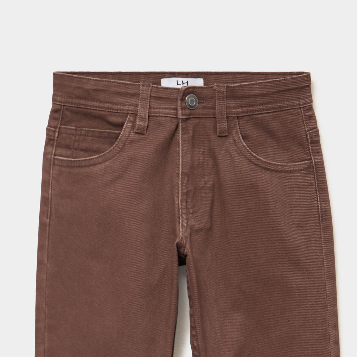 Pantalon regular coton majoritaire marron fonc&eacute; gar&ccedil;on