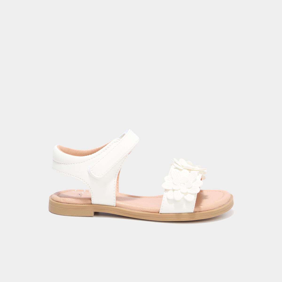 Sandales c&eacute;r&eacute;monie avec bride &agrave; scratch blanc fille