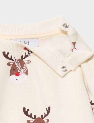 Ensemble 2 pi&egrave;ces sweat et pantalon ecru b&eacute;b&eacute; gar&ccedil;on