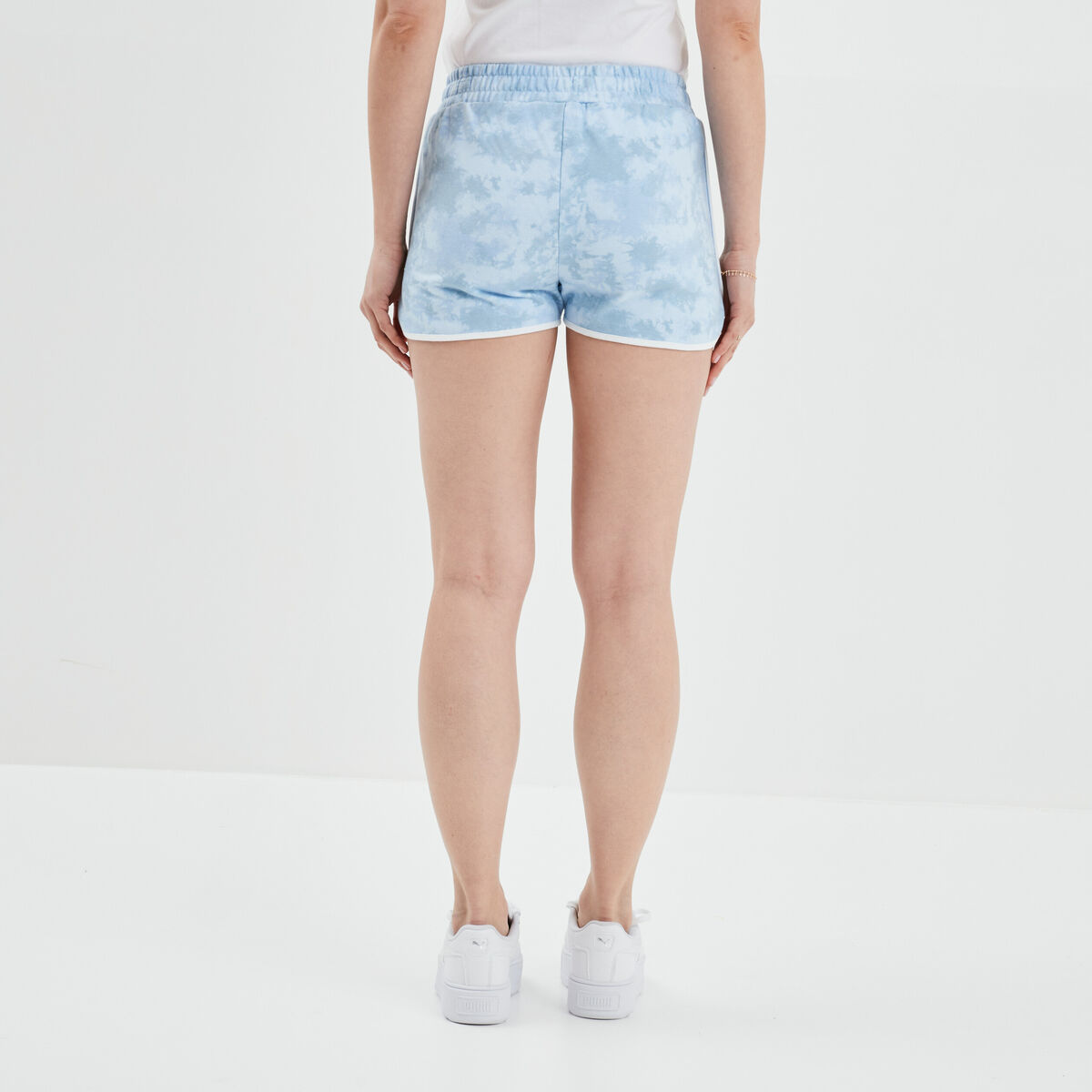 Short de jogging droit bleu femme
