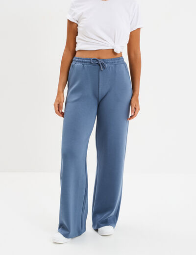 Pantalon de jogging large élastiqué bleu gris femme