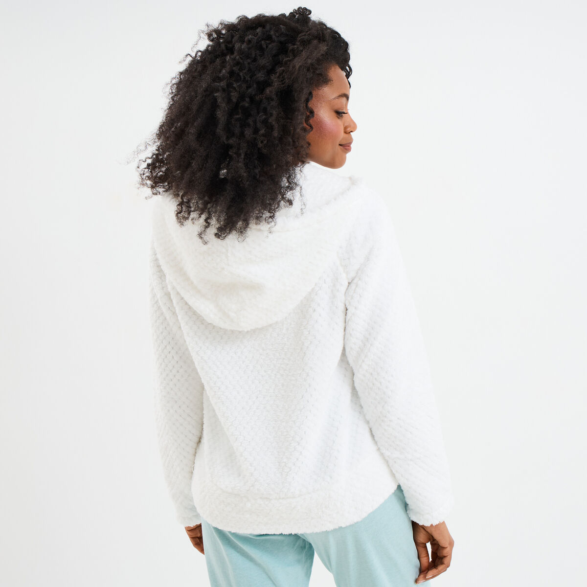 Veste de pyjama effet polaire ivoire femme