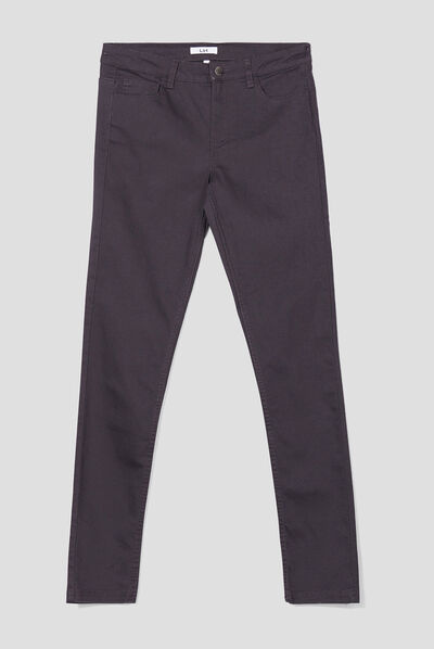 Pantalon slim taille normale gris foncé femme