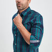 Chemise droite manches 3/4 vert emeraude homme