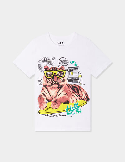 T-shirt col rond et manches courtes blanc garçon
