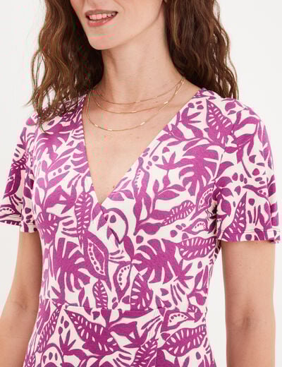 Robe patineuse manches courtes violet femme