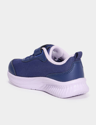 Baskets running à scratchs bleu marine fille