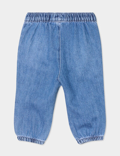 Jeans bas élastiqué coton denim double stone bébé fille